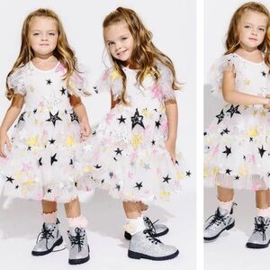 Worn once! Perfect Condition! Lola + The Boys Starry Tulle Dress - White, Black